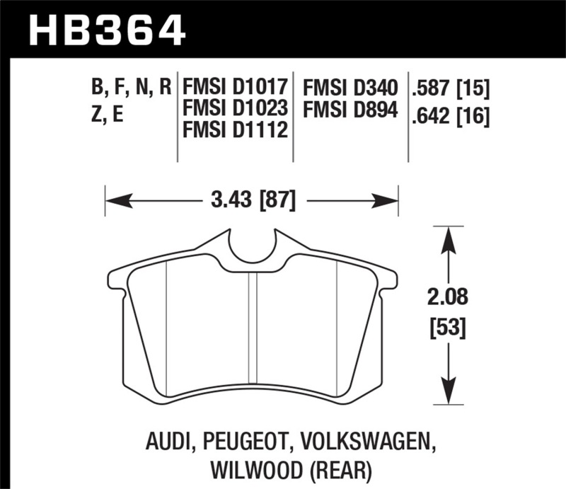 Audi A4 Avant Brake Pads - Rear - Hawk Performance - ER-1 - `98-`00 Audi A4 Avant Brake Pads - Rear - Hawk Performance - ER-1 - `98-`00